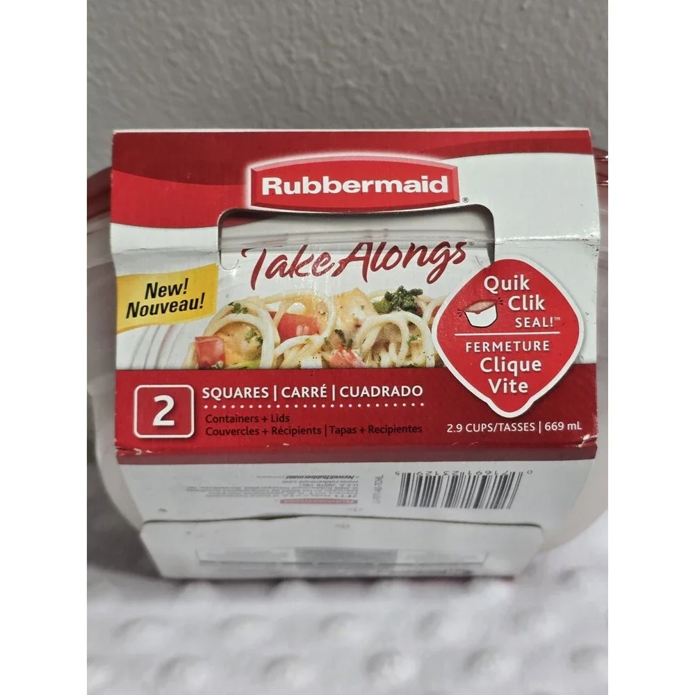 Rubbermaid TakeAlongs Food Storage Containers Set Of 2 New 2.9 Cups Quick Click